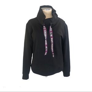 AX Cow Neck Sweatshirt pink logo drawstring